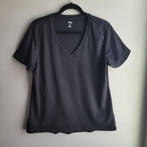 DSG Women's Large Short Sleeve Core Cotton Jersey V-Neck T-Shirt Black Tee